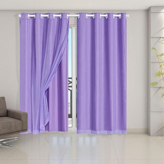 Imagem de Cortina Blackout Pvc Com Tecido Voil 2,80 M X 2,30 M Lilás