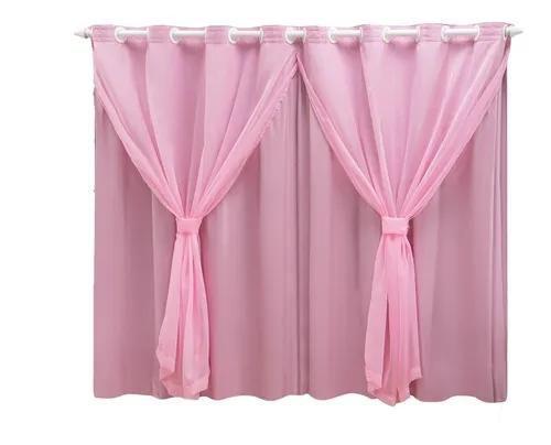 Imagem de Cortina Blackout PVC com Tecido Voil 2,80 m x 2,30 m Rosa