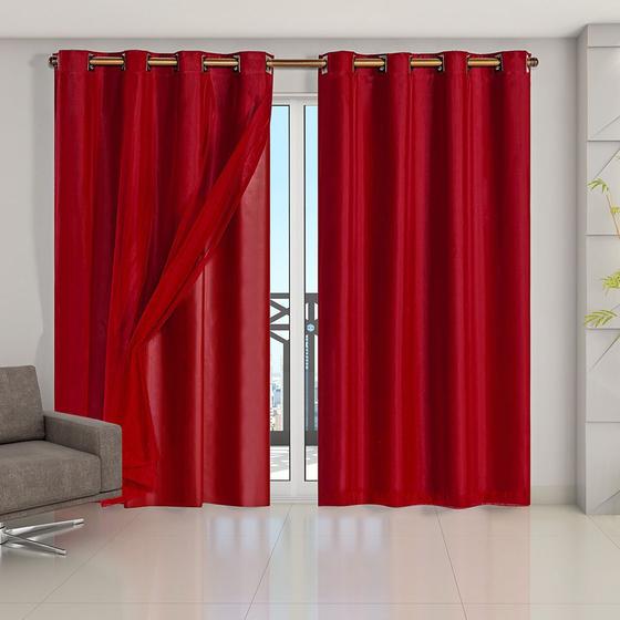 Imagem de Cortina Blackout PVC com Tecido Voil 4,20 x 2,50 Vermelho