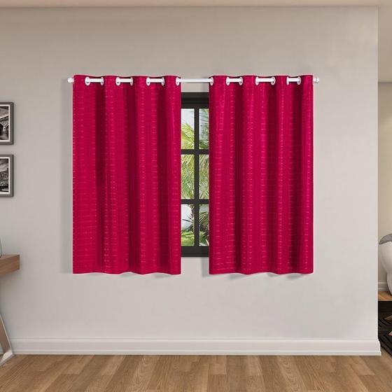 Imagem de Cortina Blackout Pvc Com Tecido Voil Xadrez 2,00X1,40 Pink