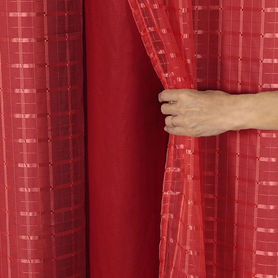 Cortina Blackout PVC com Tecido Voil Xadrez 2,80 m x 1,60 m Vermelho Menor preço em Cortina Blackout PVC com Tecido Voil Xadrez 2,80 m x 1,60 m Vermelho