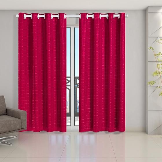 Imagem de Cortina Blackout Pvc Com Tecido Voil Xadrez 2,80X2,30 Pink