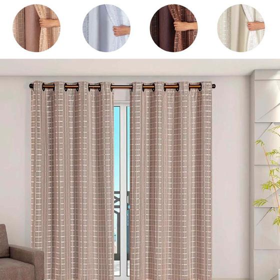 Imagem de Cortina Blackout Pvc Com Voil Tecido Xadrez 2,8 M X 2,3 M Em 4 OpÇÕEs De Cores - Casa Dona