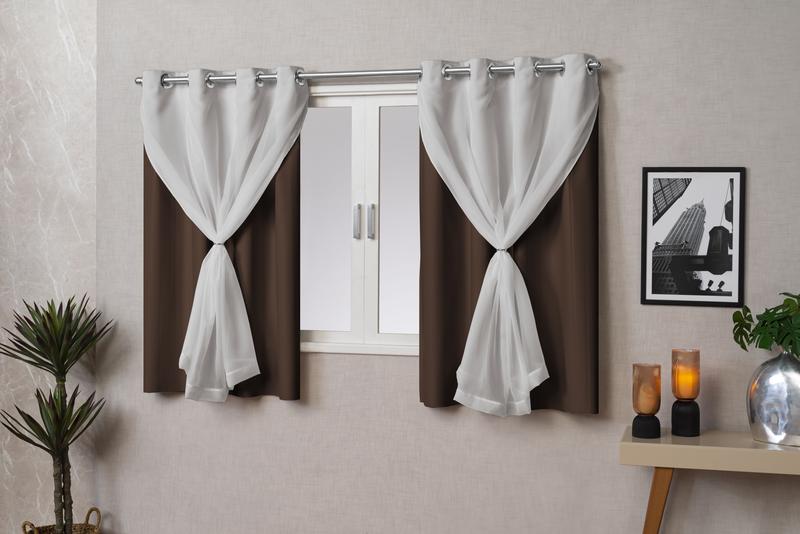 Imagem de Cortina Blackout PVC (plástico) com VOIL e Argola para Sala ou Quarto 100% Blecaute 2,20M x 1,30M