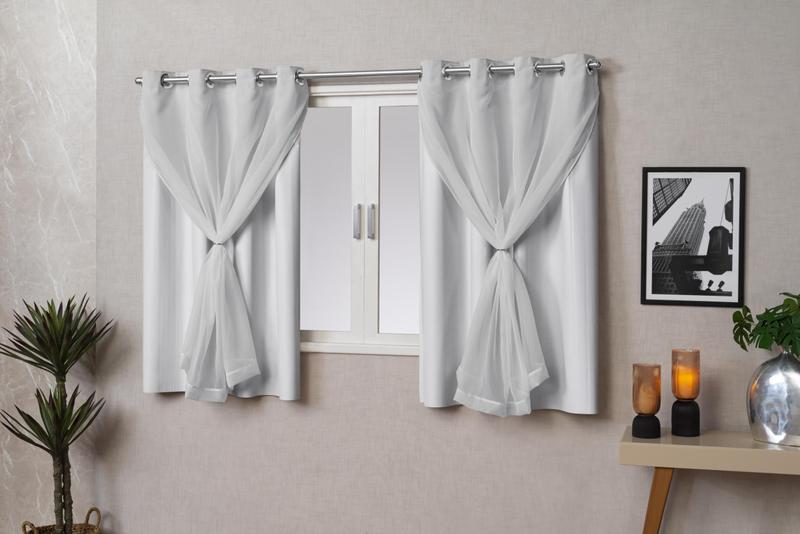 Imagem de Cortina Blackout PVC (plástico) com VOIL e Argola para Sala ou Quarto 100% Blecaute 2,80M x 1,40M