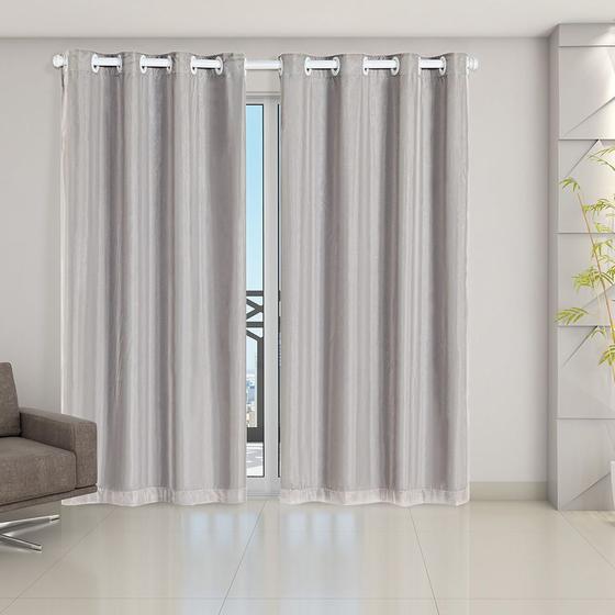 Imagem de Cortina Blackout PVC Prata com Voil 2,80 m x 2,30 m