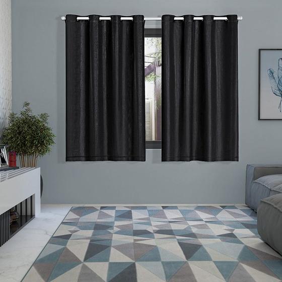 Imagem de Cortina Blackout Pvc Prata Voil Xadrez 2,00x1,40 Metros