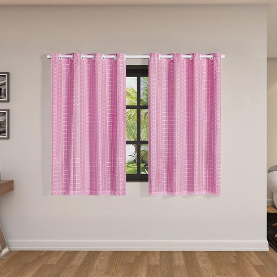 Imagem de Cortina Blackout Pvc Tecido Voil Xadrez 2,80 X 1,60 Rosa