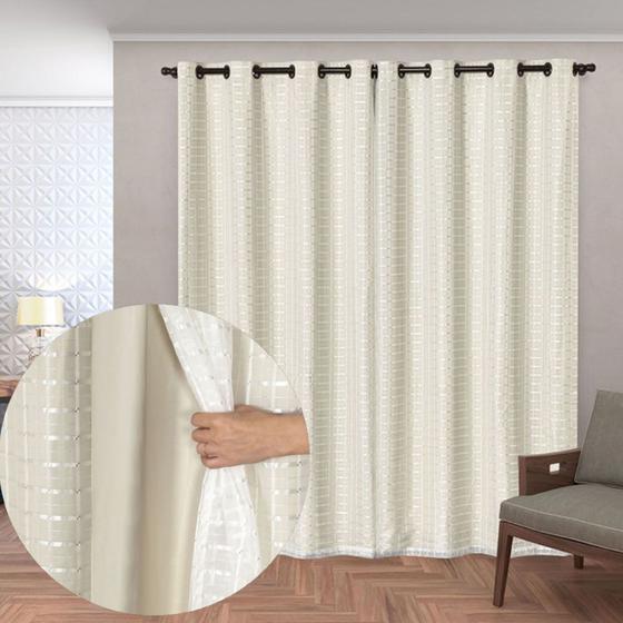 Imagem de Cortina Blackout Pvc Tecido Voil Xadrez 2,80 X 2,30 Blecaute