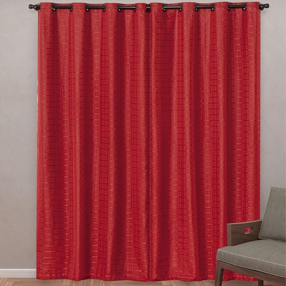 Imagem de Cortina Blackout PVC Tecido Voil Xadrez 2,80 x 2,30 Vermelho