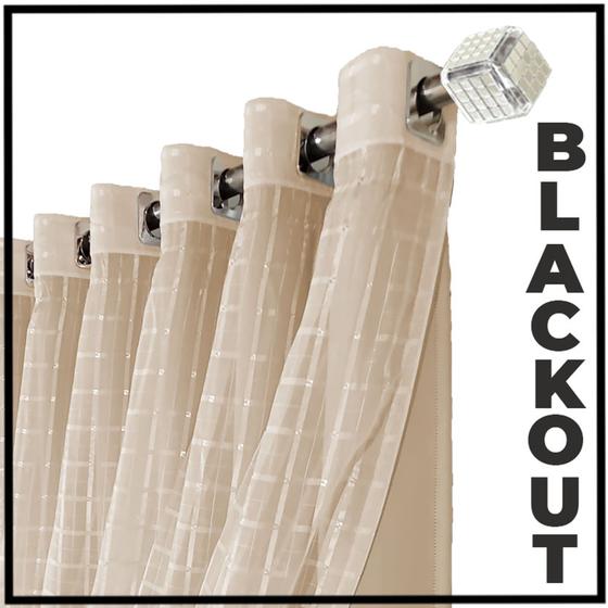 Imagem de cortina blackout Roma corta luz 3,60 x 2,40 quarto palha