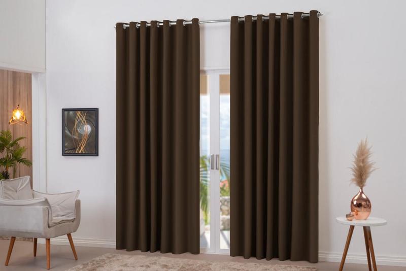 Imagem de Cortina Blackout Tabaco Franzida 2M X 1,80M Decoração Luxo