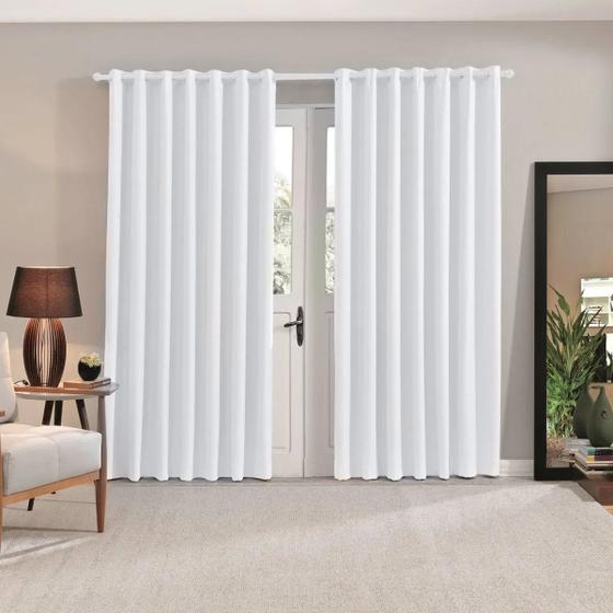Imagem de Cortina Blackout Tecido 100% Corta Luz Comfort 4,20m x 2,50m - Branco Bella Janela