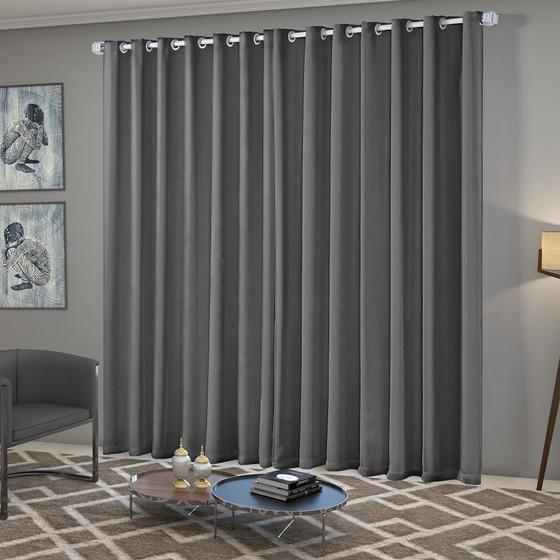 Cortina Blackout Tecido 2,70x1,50 Sala Quarto Cinza Menor preço em Cortina Blackout Tecido 2,70x1,50 Sala Quarto Cinza