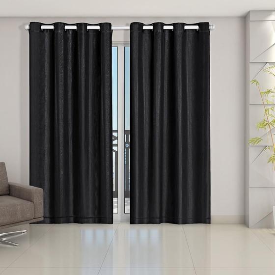 Imagem de Cortina Blackout Voil 2,80 X 2,30 Sala Quarto Blecaute Preto