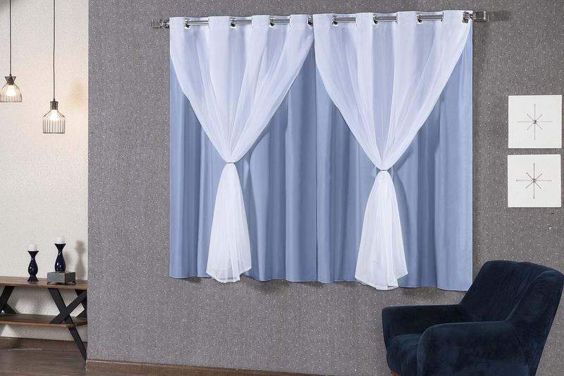 Imagem de Cortina Blecaute Blackout com Voil Voal Plastico PVC 2,80x1,60 Varão Simples