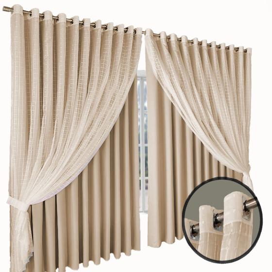 Imagem de cortina blecaute para quarto e sala Jade 8,80 x 2,90 palha