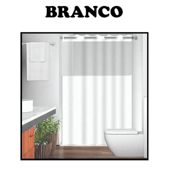 Imagem de Cortina Box Banheiro com Ilhós com Visor Transparente Anti Mofo Alta Qualidade PVC Várias Cores