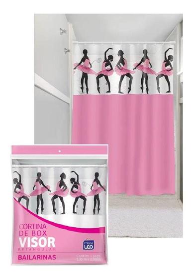 Imagem de Cortina Box Banheiro Linda 1,35 X 2,00 Com Ganchos Bailarina - Plast