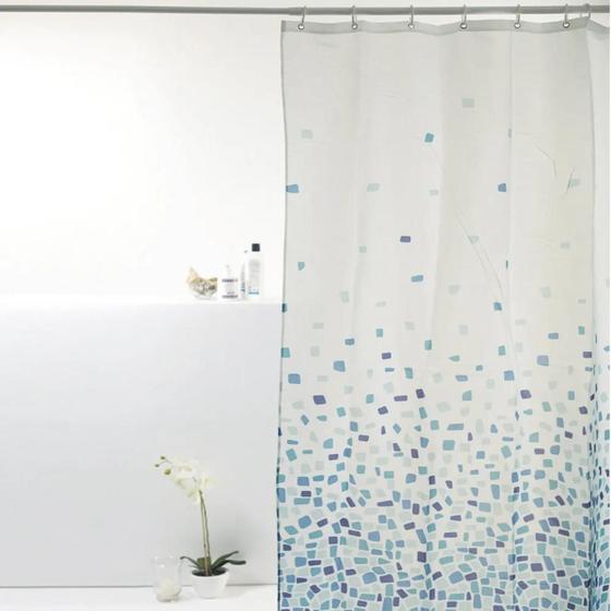 Imagem de Cortina Box Banheiro Poliéster Com Ganchos 198x180cm Diversas Estampas Lavável