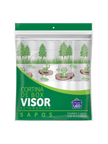 Imagem de Cortina Box com Visor Em PVC Para Banheiro Anti Mofo Com Ganchos