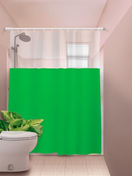 Imagem de Cortina Box com Visor Em PVC Para Banheiro Anti Mofo Com Ganchos