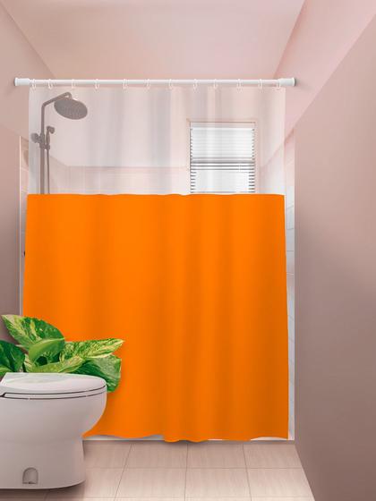 Imagem de Cortina Box com Visor Em PVC Para Banheiro Anti Mofo Com Ganchos