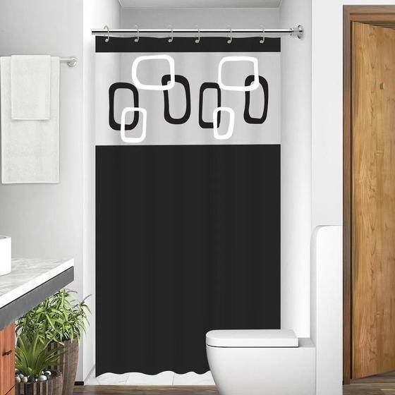 Imagem de Cortina Box com Visor Transparente Em PVC Para Banheiro Anti Mofo Com Ganchos Varias Cores