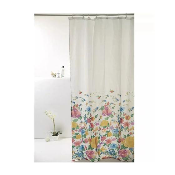 Cortina Box Poliester Natural 198X180cm Flor Laranja Menor preço em Cortina Box Poliester Natural 198X180cm Flor Laranja