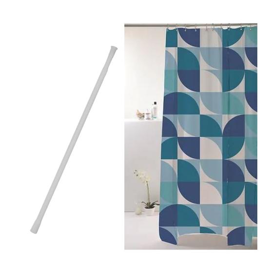 Imagem de Cortina Box Poliéster198x180cm Tubo Extensível 120cm Banho Chuveiro Seca Rápido Uzoo