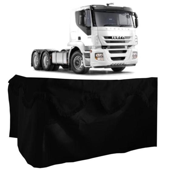 Imagem de Cortina Cetim 4 Peças Frente E Meio Para Iveco Stralis Preto