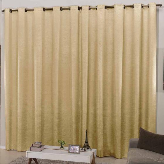 Imagem de Cortina Cetim Amassado Sala Quarto 4 Metros com Ilhós Redondo p/ Varão Simples