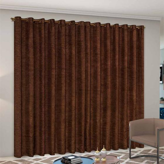 Imagem de Cortina Cetim Amassado Sala Quarto 4 Metros com Ilhós Redondo p/ Varão Simples