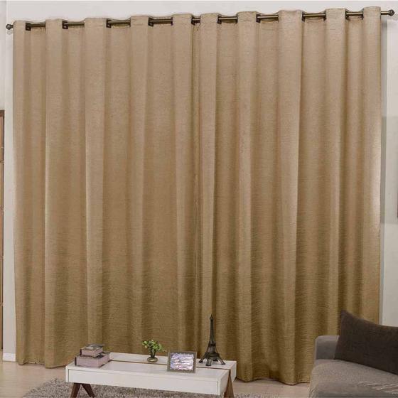 Imagem de Cortina Cetim Amassado Sala Quarto 4 Metros com Ilhós Redondo p/ Varão Simples