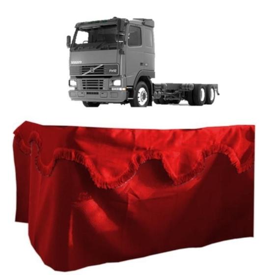 Imagem de Cortina Cetim Jogo 2 Peças Meio Para Volvo Fh Alto Vermelho