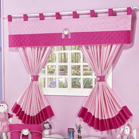Imagem de Cortina chiquitita 2 metros pink com rosa para quarto infantil