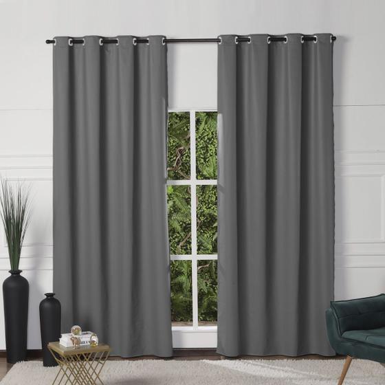 Imagem de Cortina Cinza Janela Grande 2,80x1,90 Blackout PVC Liso