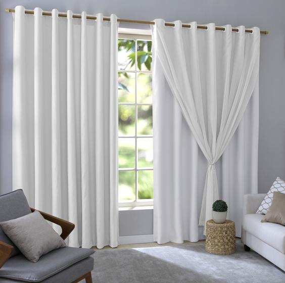 Cortina com voil e corta Luz Blacaute pvc 2,80x2,30 Branco Menor preço em Cortina com voil e corta Luz Blacaute pvc 2,80x2,30 Branco