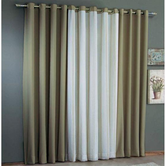 Imagem de Cortina Combinada Linho Bege 300 x 250 Naturalle  Sultan