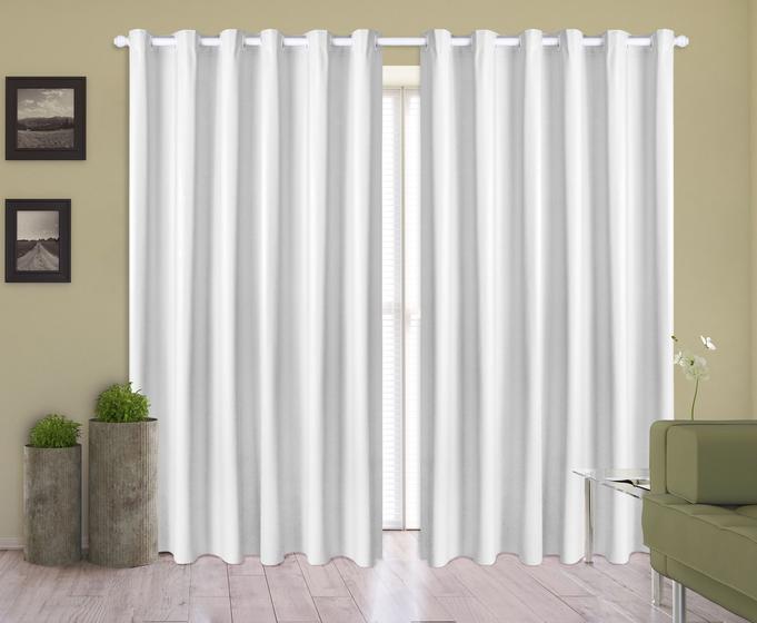 Imagem de Cortina Corta Luz 2,50m X 2,20m 100% Blackout PVC Branca Para Sala Ou Quarto Para Varão Simples