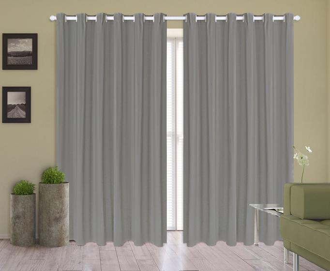 Cortina Corta Luz 2,50m X 2,20m 100% Blackout PVC Cinza Para Sala Ou Quarto Para Varão Simples - Ibitinga Decora Imagem de Cortina Corta Luz 2,50m X 2,20m 100% Blackout PVC Cinza Para Sala Ou Quarto Para Varão Simples