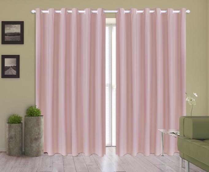 Cortina Corta Luz 2,50m X 2,20m 100% Blackout PVC Rosa Para Sala Ou Quarto Para Varão Simples Menor preço em Cortina Corta Luz 2,50m X 2,20m 100% Blackout PVC Rosa Para Sala Ou Quarto Para Varão Simples