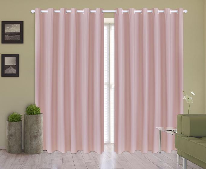 Imagem de Cortina Corta Luz 2,50m X 2,20m 100% Blackout PVC Rosa Para Sala Ou Quarto Para Varão Simples