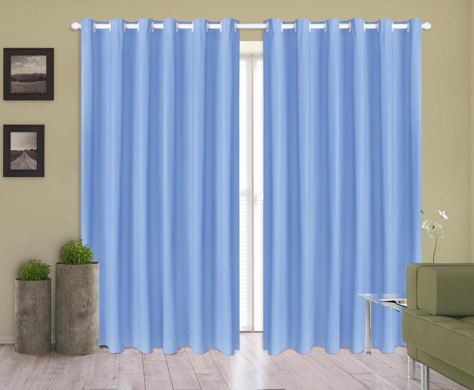 Cortina Corta Luz 3,00M X 2,50M 100% Blackout PVC Azul - Ibitinga Decora Imagem de Cortina Corta Luz 3,00M X 2,50M 100% Blackout PVC Azul