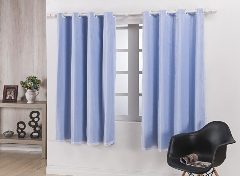 Imagem de Cortina Corta Luz Com Blackout Pvc Azul Com Voil 2,80X1,60M