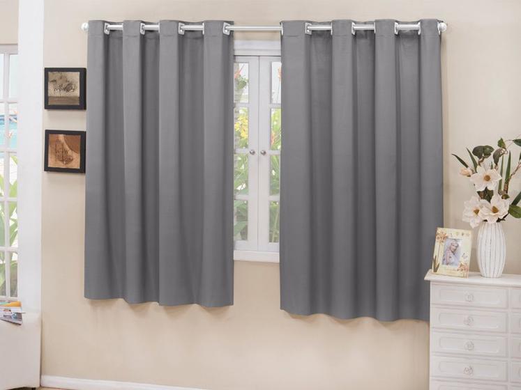 Cortina Cozinha Blackout Tecido Cinza 2,80x1,30 Corta Luz Menor preço em Cortina Cozinha Blackout Tecido Cinza 2,80x1,30 Corta Luz