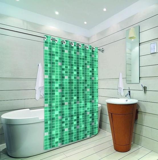 Imagem de Cortina De Box Pastilha Verde Com Ilhós