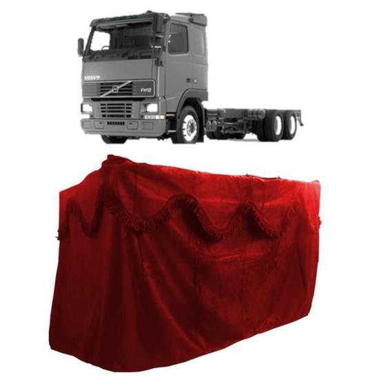 Imagem de Cortina De Chinil Jogo 02 Peças Meio Volvo Fh Nh Vermelho