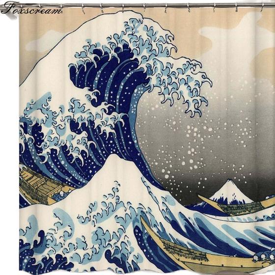 Imagem de Cortina de chuveiro Wokex The Great Wave off Kanagawa 180x180cm