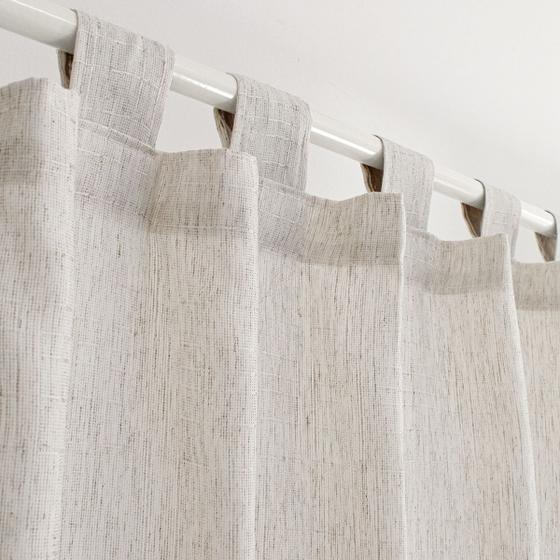 Cortina de Cozinha 2,00m x 1,20m Rústica Linho com Alça Decoração Bege Gaze para Varão